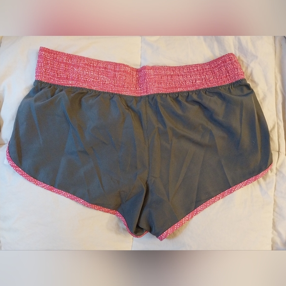 So Women's Juniors Athletic Shorts w Drawstrings & Underwear Liner Pink/Grey L - Picture 2 of 5